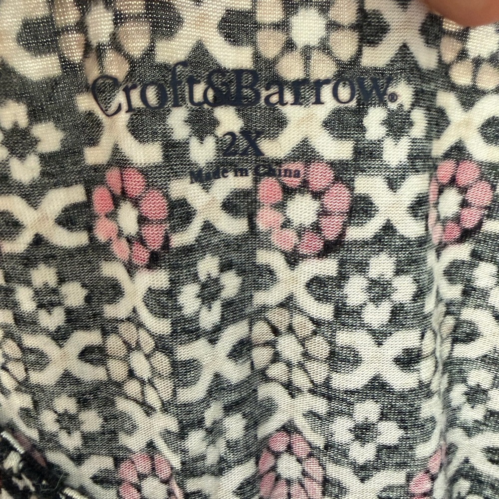 Croft & Barrow Black and Pink Patterned Midi Dress - Picture 3 of 4